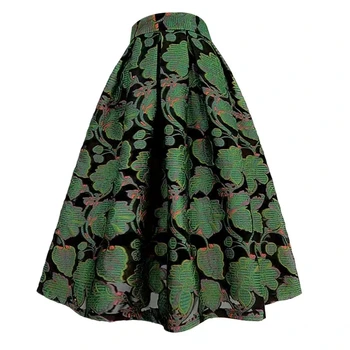 Летняя Корейская женская одежда 2023 года, Винтажный Эстетичный Элегантный Цветочный принт из Яшмы, Высокая талия, Длинная юбка из зеленого тюля 5XL