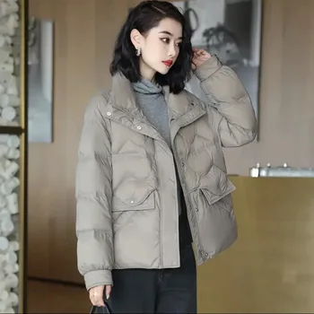 Зимняя куртка Женское пуховое пальто модная куртка из перьев женская зима 2023 новый короткий воротник для сохранения тепла пальто 2301A
