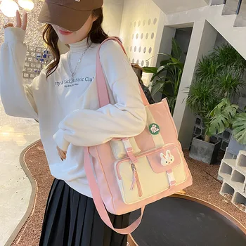 Новая студенческая сумка с несколькими карманами, учебная сумка, большая вместительная сумка через плечо для отдыха, сумки Kawaii для девочек, приятные подарки