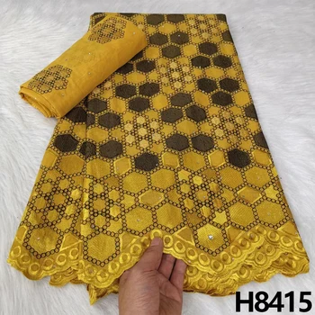 Африканская кружевная ткань HFX 2023 Высококачественная 100% хлопчатобумажная вышивальная ткань Lafayette Swiss Lace, сшитая 7 ярдами в Швейцарии