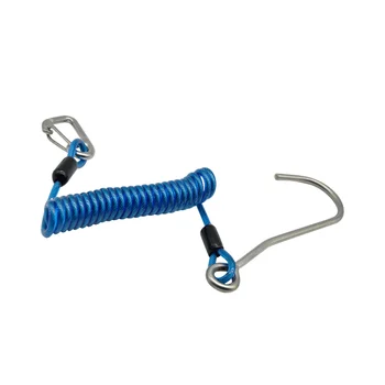 Крюк для рафтинга с одной головкой, рифовый крюк из нержавеющей стали, спиральный пружинный шнур, аксессуар для безопасности при погружении - синий