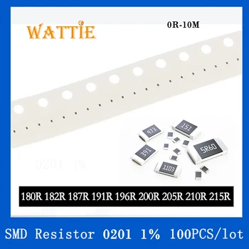 SMD резистор 0201 1% 180R 182R 187R 191R 196R 200R 205R 210R 215R 100 шт./лот микросхемные резисторы 1/20 Вт 0,6 мм*0,3 мм