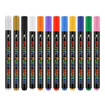 12 Цветов Акриловые ручки для рисования Быстросохнущие маркеры для рисования Канцелярские школьные принадлежности Маркеры для изготовления поделок своими руками