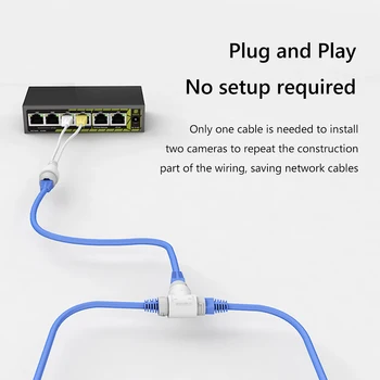 Разъем для кабеля камеры POE, трехходовой кабель-адаптер Ethernet RJ45 2-в-1, Подключи и играй, поддерживает 4/8-жильный для установки IP-камеры