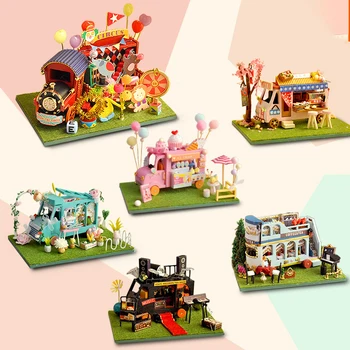 Кукольный домик своими руками, цирковой цветок, мини-автомагазин, набор для приготовления Канто, собранная миниатюра с мебелью, кукольный дом, игрушки для детей и девочек