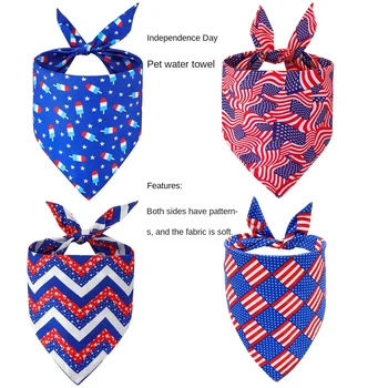Новый Слюнявый шарф для домашних животных, Треугольная бандана для собак, Треугольная бандана для домашних животных в День Независимости США
