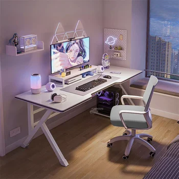 белые простые Компьютерные столы, Белый Игровой стол, стол для домашнего офиса, Эргономичный Стол, современный рабочий стол для спальни, рабочий стол для кабинета, Офисный стол Z