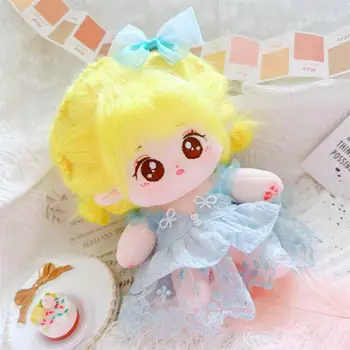 Хлопковая кукла, кукла для причесок своими руками, очаровательная 20-сантиметровая кукла-аниме-девочка, плюшевые игрушки с пушистыми желтыми волосами, большими глазами, Незаконченная для детей