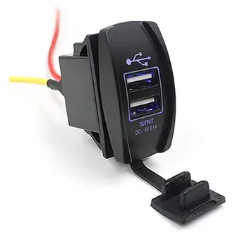 Автомобильное зарядное устройство с двумя USB, светодиодная розетка для быстрой зарядки мобильного телефона, розетка для адаптера с зеленым индикатором