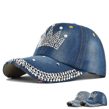 Женская Корона с Бриллиантами Ковбойская шляпа на открытом воздухе Однотонная Винтажная Хип-хоп кепка Kpop Fashion Snapback Бейсболка Gorras Bone