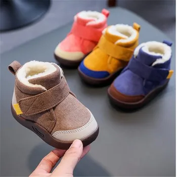 Зимние ботинки для малышей, теплые детские снегоступы для мальчиков и девочек, детская обувь с плюшевой мягкой подошвой, Уличные кроссовки для новорожденных, Детская обувь
