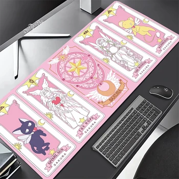 Розовый Cardcaptor Sakura Большой Настольный Коврик Волшебная Палочка 90*40 Резиновый Коврик Для Игр Мультяшный Игровой Коврик Для Клавиатуры Ноутбука Противоскользящий Коврик Для Мыши Xxl