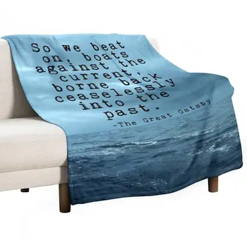 New So we beat on - Цитата Гэтсби на фоне темного океана, плед, теплое одеяло, декоративные одеяла