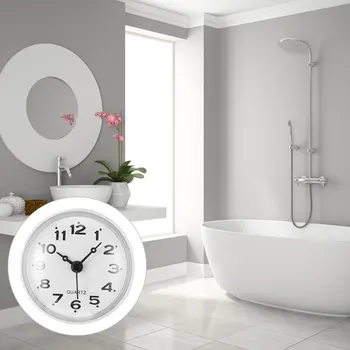 Настенные часы для ванной комнаты Водонепроницаемые Противотуманные часы на присоске, электронные настенные часы для кухни, гостиной, белые