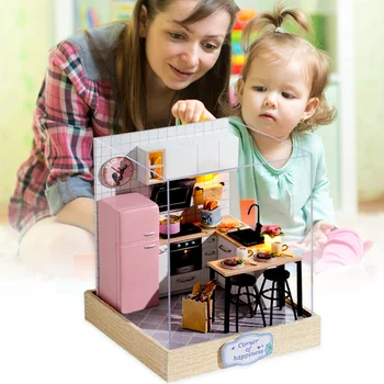 1 Комплект Модели Кукольного Домика Деревянная Мебель Игрушки Романтический Подарок с пылезащитным чехлом
