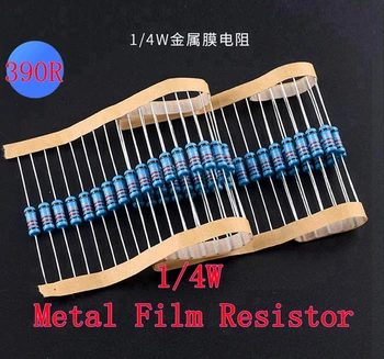 (100 шт.) 390R Ом 1/4 Вт Металлический пленочный резистор 390R Ом 0,25 Вт 1% ROHS