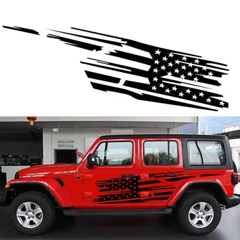 Боковые Наклейки На Дверь Автомобиля Для Jeep Wrangler JK JL TJ YJ Unlimited Sahara Rubicon Auto Graphics DIY Флаг США Декор Наклейка Аксессуары