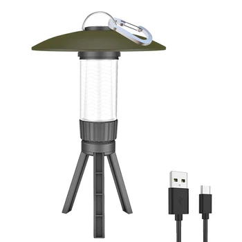 Портативный кемпинговый фонарь Type-C USB Перезаряжаемый светодиодный рабочий светильник IPX4 Водонепроницаемый с карабином Многофункциональный светильник для палатки