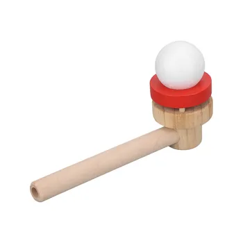 Дыхательный тренажер с надувным шариком с деревянной ручкой, играющий в Пенопластовый шарик, Развивающая игрушка для тренировки объема легких детей