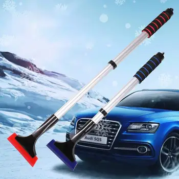 Автомобильная лопата для снега, телескопическая лопата для снега, удлиненная лопата для снега, скребок для снега с резиновым покрытием для снега, льда и разморозки