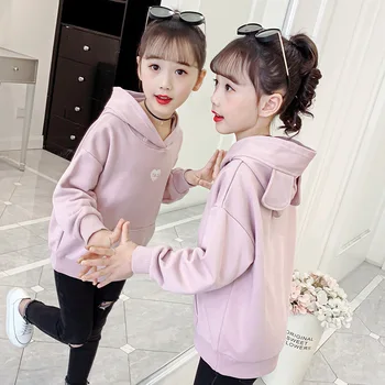 2023 Корейский Весенне-осенний Детский топ с капюшоном и длинными рукавами для девочек, пуловеры для девочек, свитера, Одежда для девочек-малышей