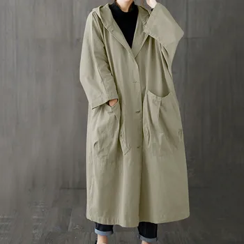 Женский длиннобортный тренч, пальто длиной миди, повседневная куртка для женщин