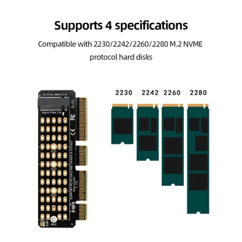 Карта адаптера M2 NVME M.2 Карта расширения M-Key SSD для PCIE4.0 Конвертер M.2 в PCI-E4.0 Поддерживает сервер 1U для 2230-2280 M.2 SSD