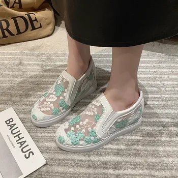 Лето 2023, Новая женская обувь в Корейском стиле, модная дышащая комфортная повседневная женская обувь на плоской подошве, Zapatos De Mujer