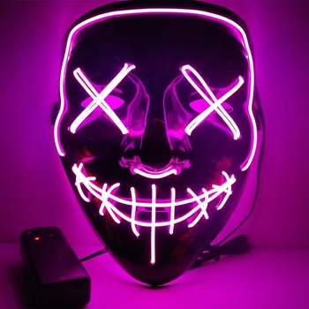 Светящаяся маска со светодиодной подсветкой, Гримаса Ужаса, Кровавый EL Wire, Рождественский Карнавал, вечеринка, клуб, бар, DJ, Светящаяся маска для всего лица