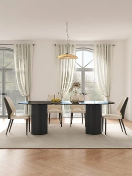 Сочетание обеденного стола и стула, современный и минималистичный итальянский стиль, легкое роскошное сочетание овального обеденного стола и стула